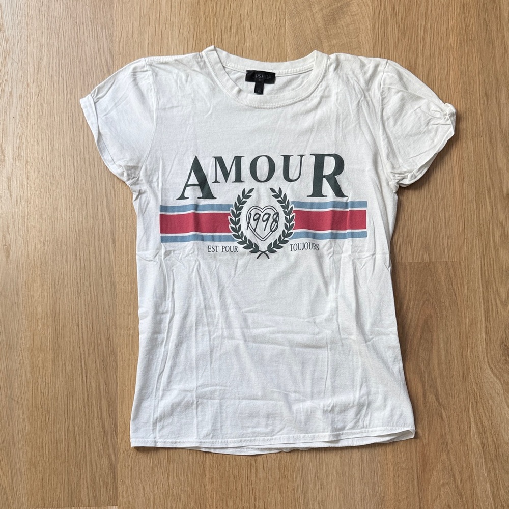 Topshop White Amour Graphic Tee